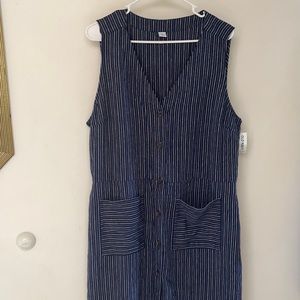 Old Navy linen dress with pockets button down front size XL